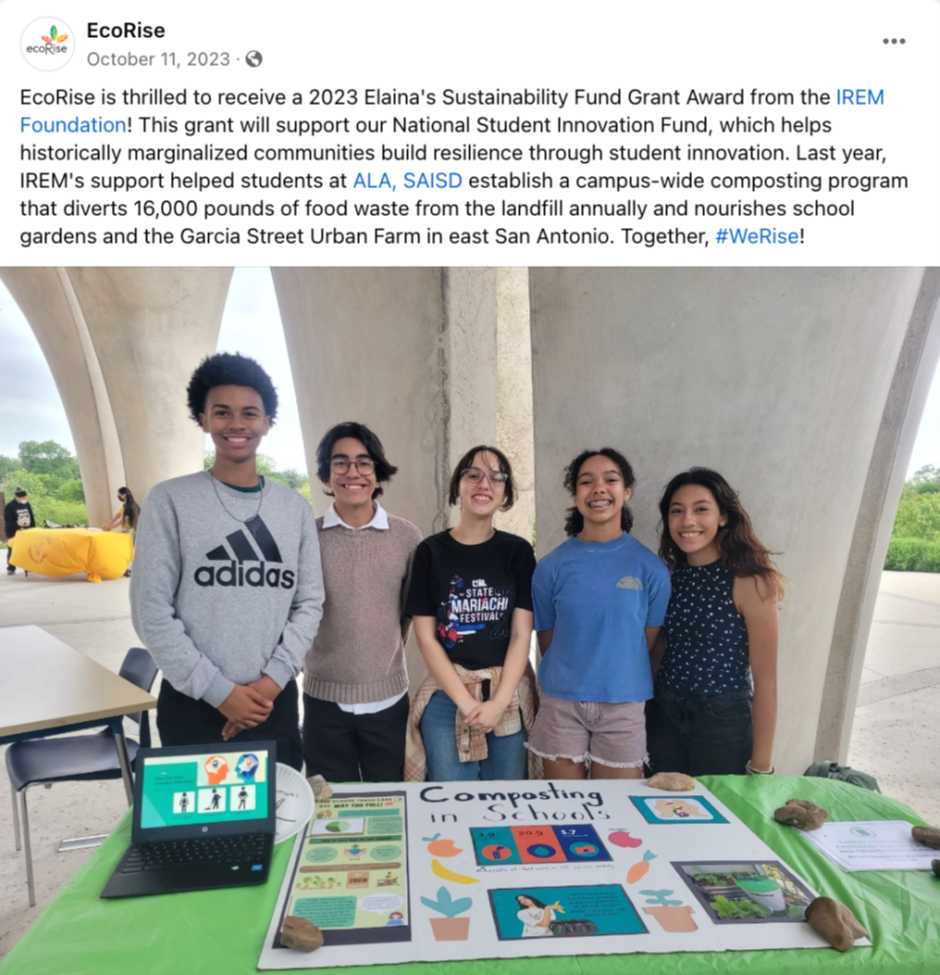 EcoRise social media post showcasing the National Student Innovation Fund